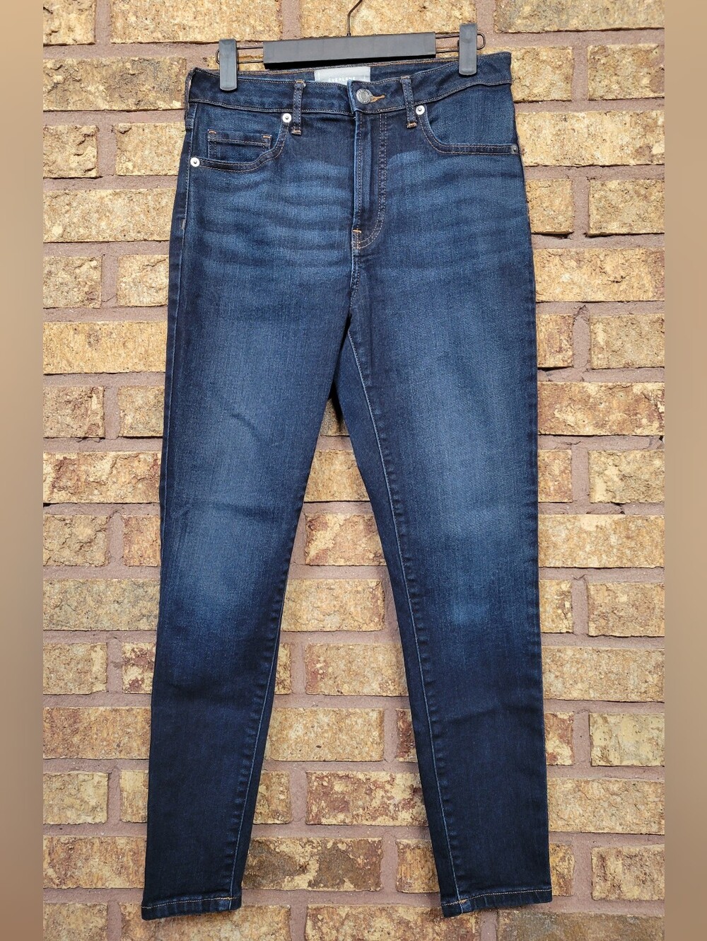 Everlane The Curvy High Rise Skinny Jean Size 27 Crop Denim Stretch Dark Wash